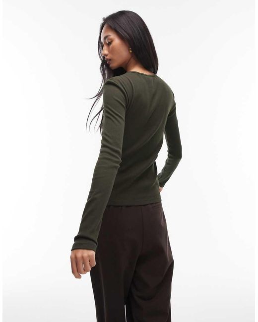 & Other Stories Black Soft Jersey Rib Long Sleeve Top