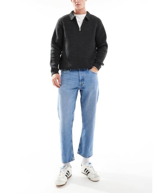 Jack & Jones – mark – verkürzte straight jeans in Blue für Herren