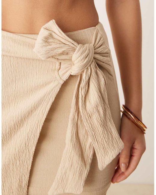 ASOS Gray Crinkle Tie Side Mini Skirt