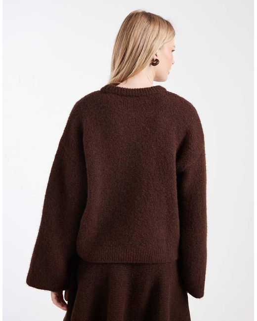 ASOS Brown Wide Sleeve Knitted Jumper Co-ord With Wool