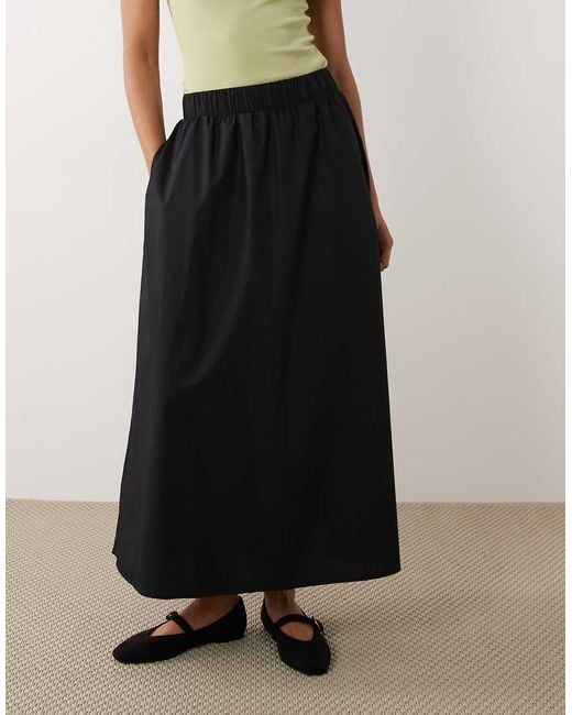 Vila White Cotton Midi Skirt