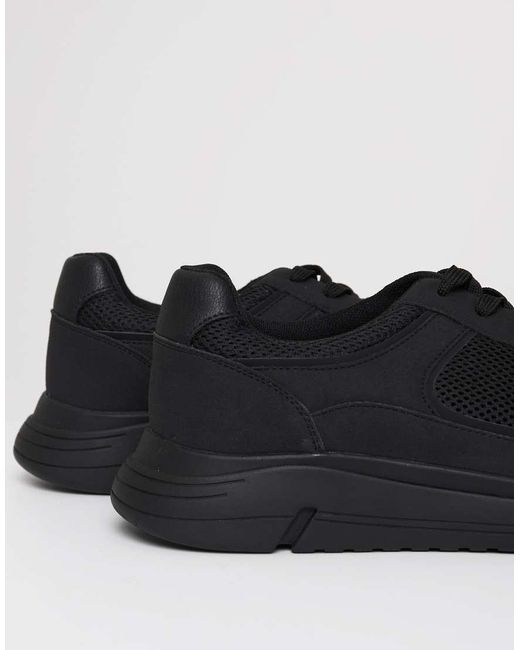 Threadbare Black Lace Up Casual Trainers for men