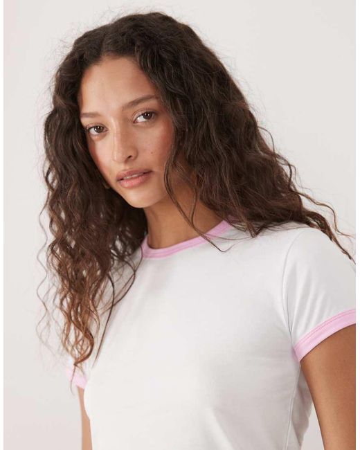 ASOS White Short Sleeve Baby Tee With Contrast Ringer
