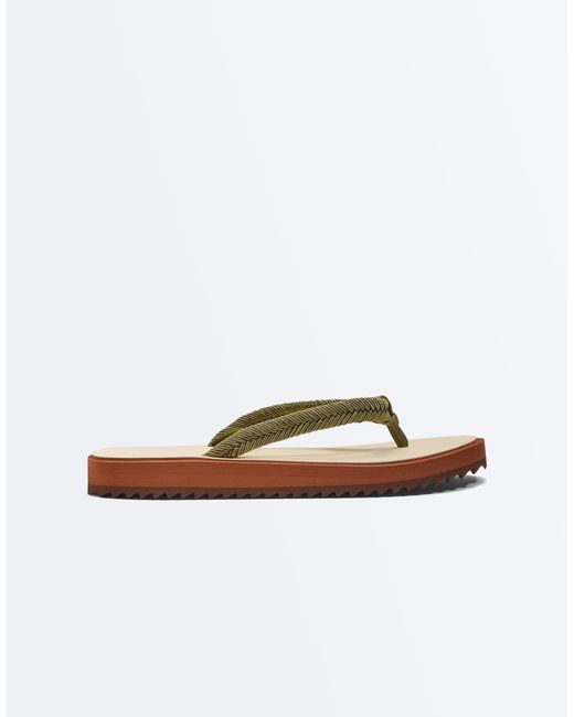 Oysho Brown Braided Rope Beach Sandals