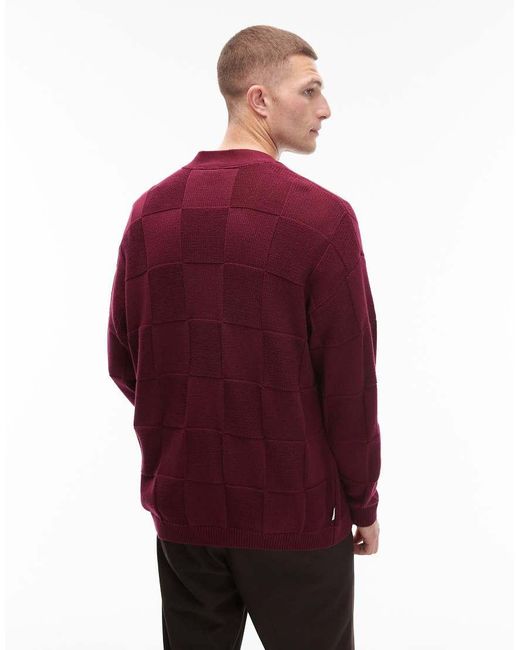 Cárdigan Rojo Oscuro A Cuadros Texturizados De Element de hombre de color Red