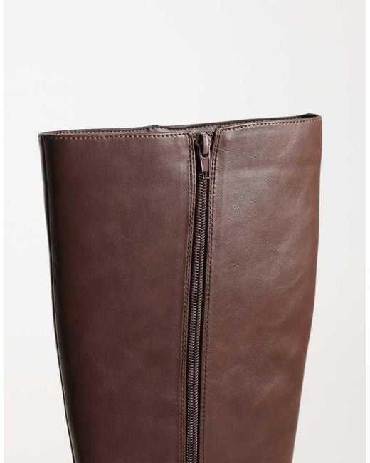 London Rebel Brown Jessie Refined Pointed Knee Boots