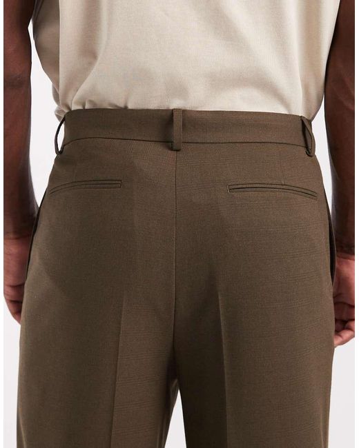 ASOS Natural Pleated Relaxed Tapered Dress Pants for men