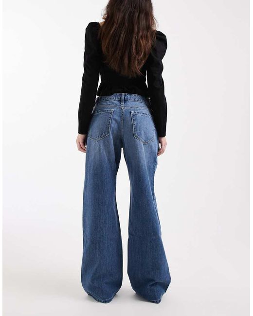 Hollister Blue Low Rise Baggy Jeans With Adjustable Waist