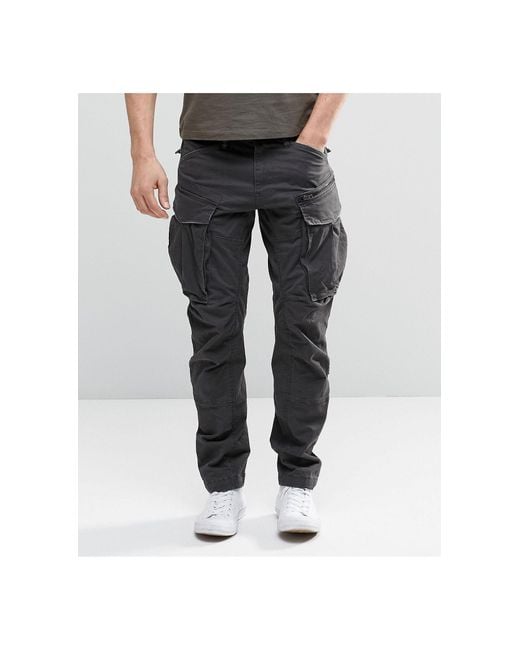 G-Star RAW Black Rovic Zip Cargo Pants 3d Tapered for men