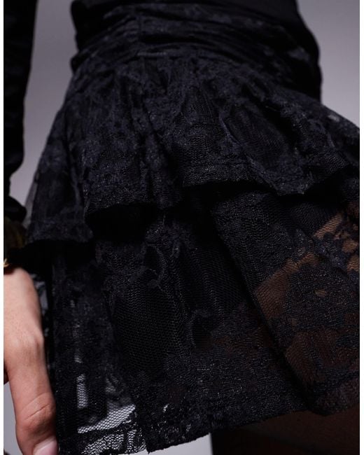 ASOS Black Lace Ruffle Mini Skort
