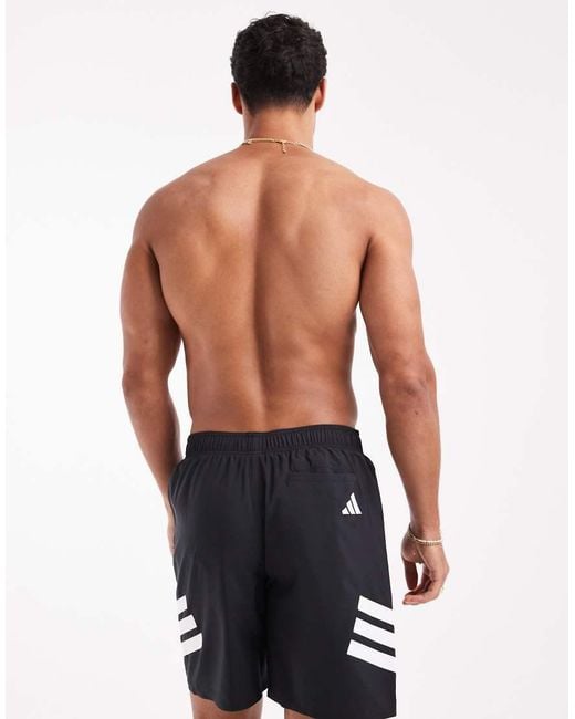 Adidas Originals Blue Adidas Training 8"" 3 Stripe Swim Shorts for men
