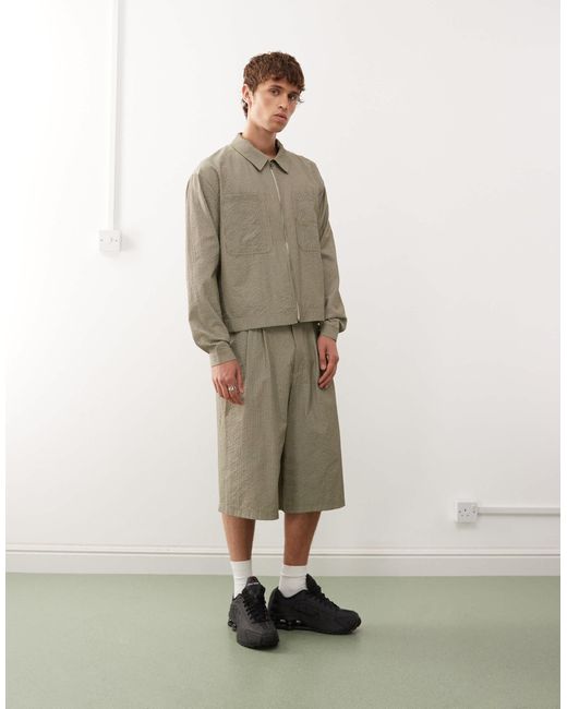 Collusion Green Tailored Bomber Jacket for men
