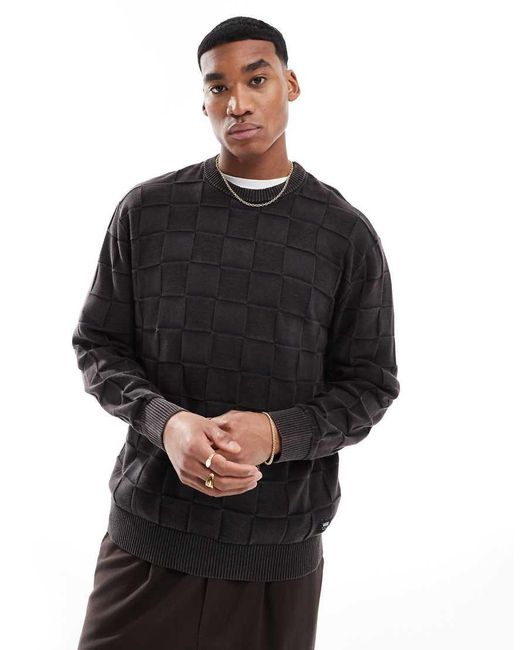 Vans Black Acid Check Crew Sweater for men