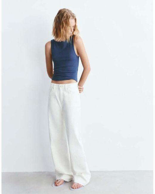 Pull&Bear Blue Boat Neck Tank Top