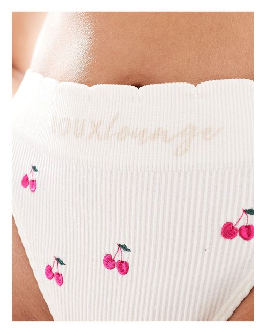 Boux Avenue White Cherry Embroidered Lingerie Thong