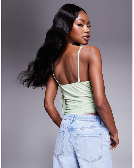 ASOS White Floaty Sheer Mesh Cowl Front Cami Top