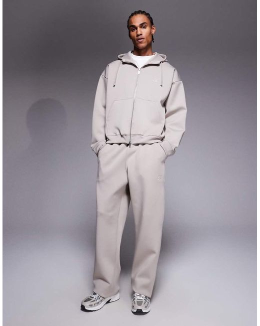 Liquor N Poker Gray Double Zip Scuba-Style Fabric Hoodie Co-Ord for men
