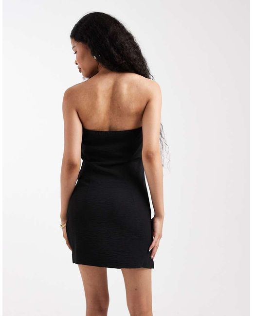 Only Petite Black Ruched Detail Bandeau Mini Dress