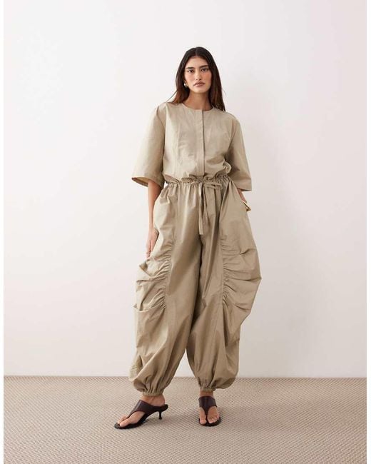 ARRANGE Natural Oversized Utility Jumpsuit