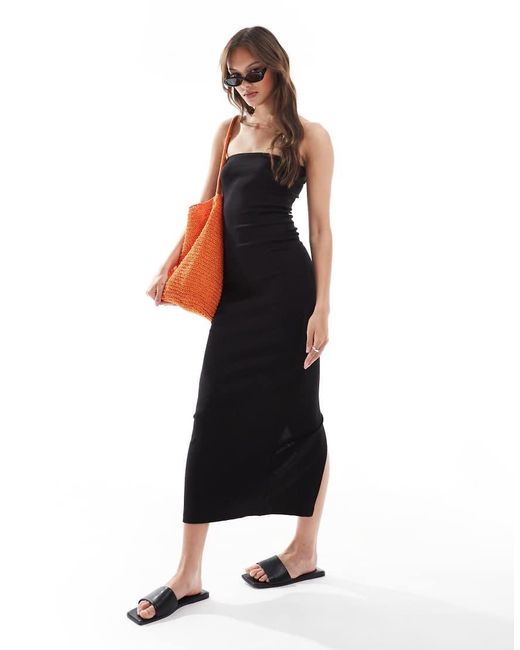 Brave Soul White Cotton Jersey Bandeau Midi Dress