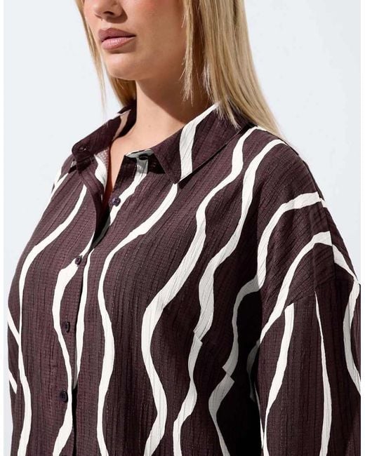 Yours Clothing Brown Printed Boxy Shirt