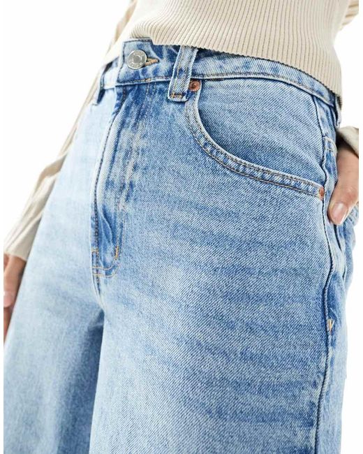 ASOS Blue Asos Design Petite Wide Leg Dad Jeans