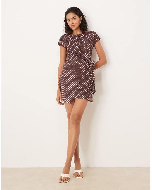 ASOS Purple Cap Sleeve Tie Wrap Front Mini Dress