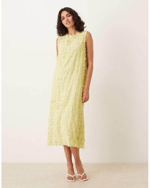 Robe mi-longue effet 3d - olive Ghospell en coloris Yellow