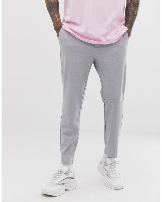 grey skinny cropped trousers