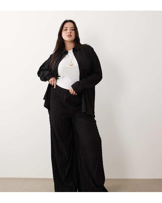 Esmee Curve Black Esmee Plus Textured Beach Trouser Co-ord