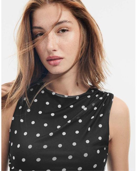 Stradivarius White Sleeveless Tulle Midi Dress