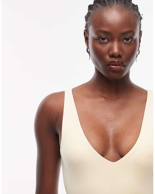 ASOS White Compact Cotton V Neck Bodysuit