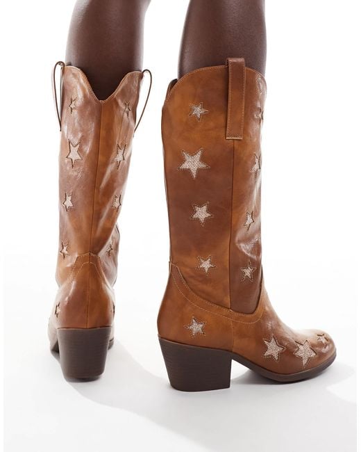 Glamorous Brown Star Western Boots