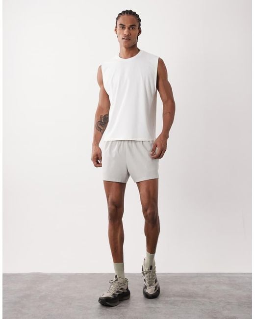 4505 White Running Quick Dry Performance Waffle Boxy Oversized Boxy Tank for men