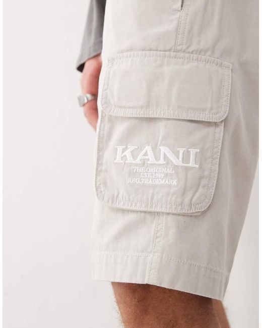 Karlkani Retro Cargoshort Met Wassing in het Natural voor heren