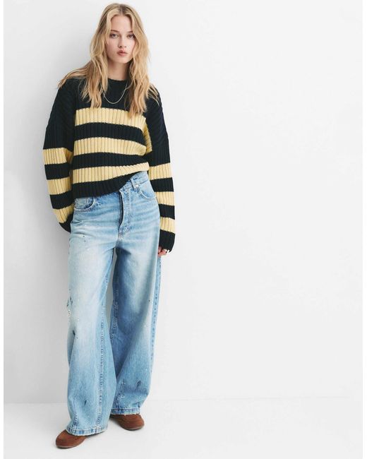 Pull&Bear White – gestreifter pullover