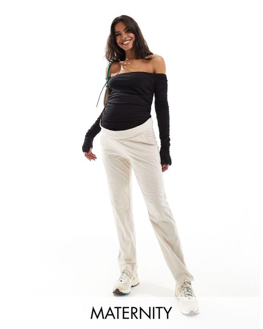 Mama.licious White Mamalicious Maternity Under The Bump Lightweight Summer Wide Leg Trousers