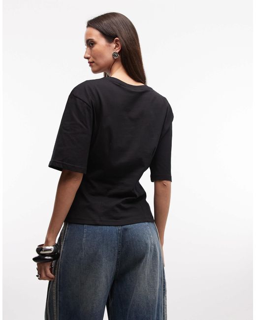 Monki Black Cinched Waist Top