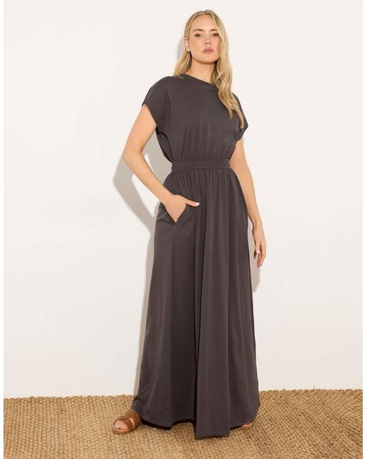 Long Tall Sally Brown Shirred Waist Maxi Dress