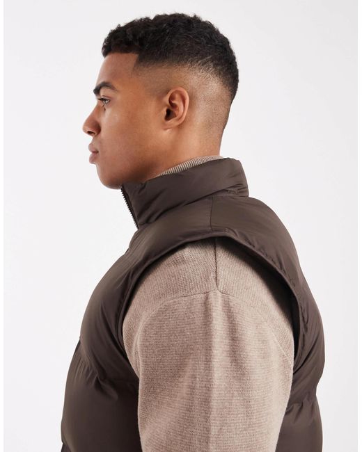 New Look Brown Puffer Gilet for men
