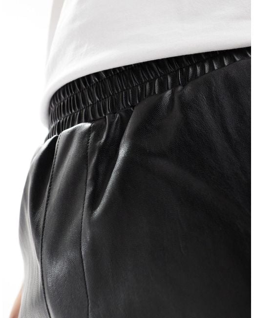 ASOS Black Leather Look Jort for men