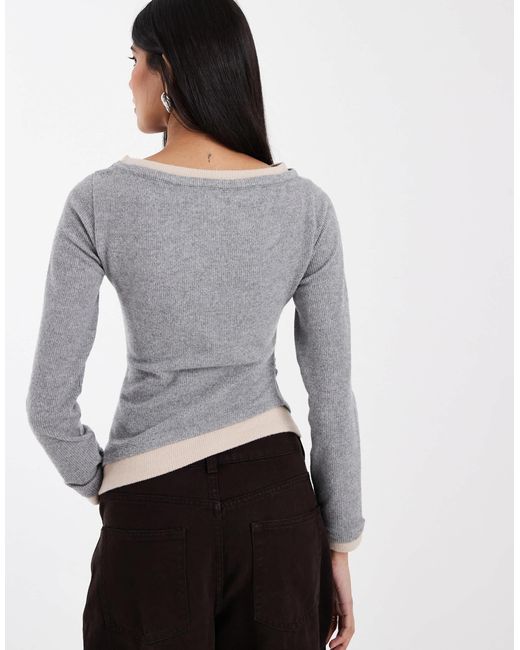 ASOS Gray Supersoft Double Layer Hitched Side Top
