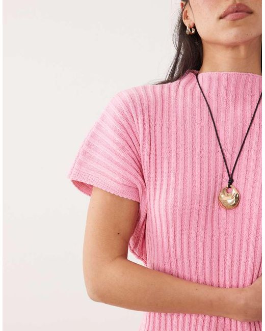 ASOS Pink Knitted Cinched Pleated Top