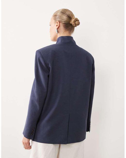 ASOS Blue Funnel Neck Wrap Blazer