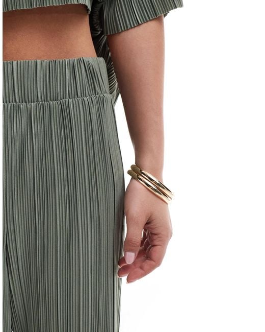 ONLY Green Plisse Wide Leg Trousers Co-Ord