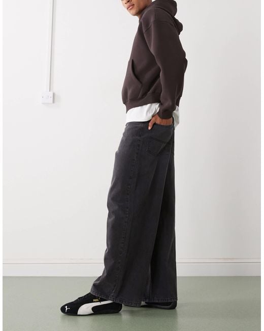 Collusion Black X003 Wide Leg Mid Rise Jeans for men