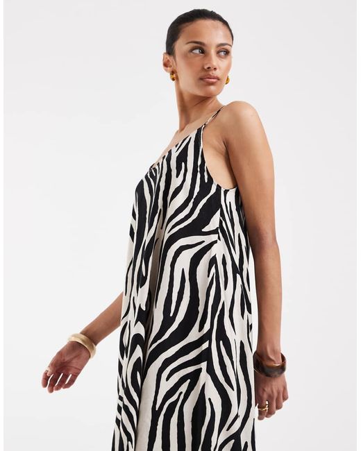Vero Moda White Linen Mix V Neck Midi Dress