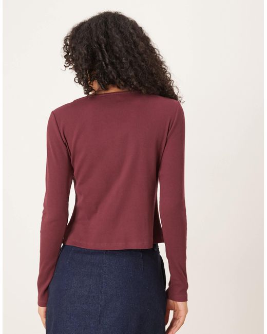 ASOS Purple – langärmliges, geripptes oberteil