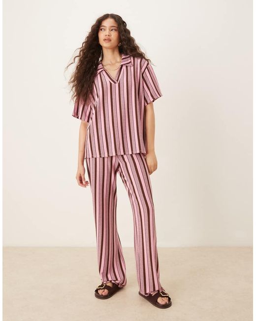 ASOS Gestreepte Oversized Rugbytop Met Korte Mouwen in het Red