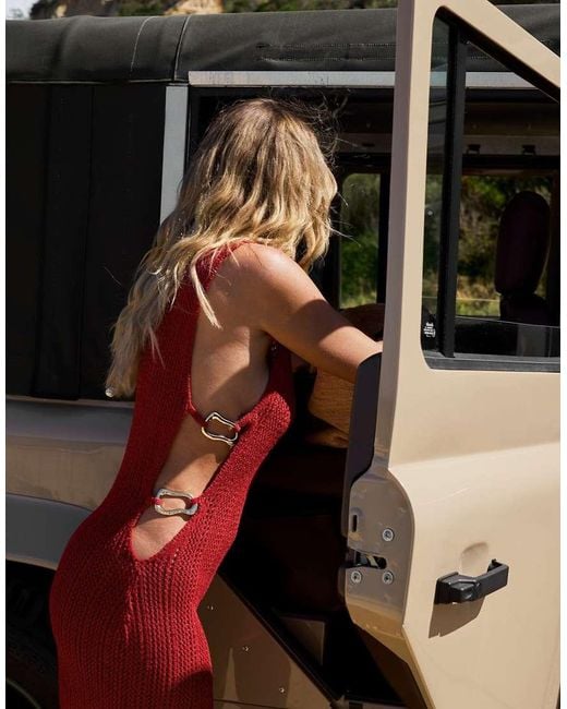 NA-KD Red X Audrey Afonso Crochet Knitted Mini Dress